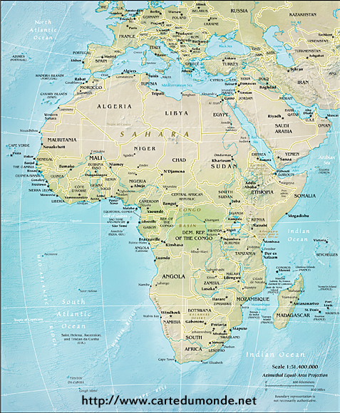 Fysieke Kaart van Afrika