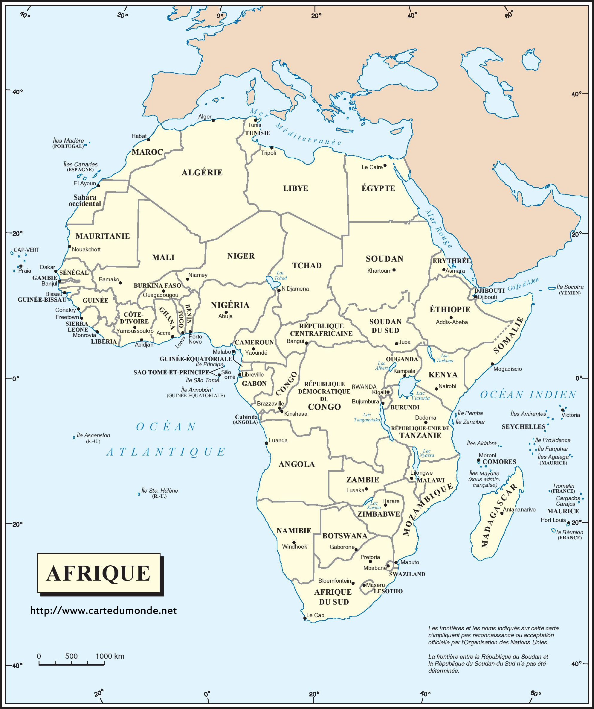 carte du monde afrique