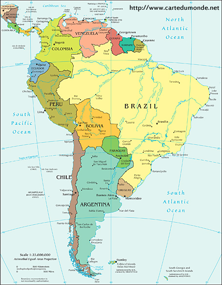 Carte Amérique du sud politique