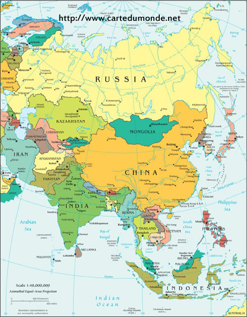 Asien Politische Landkarte Weltkarte