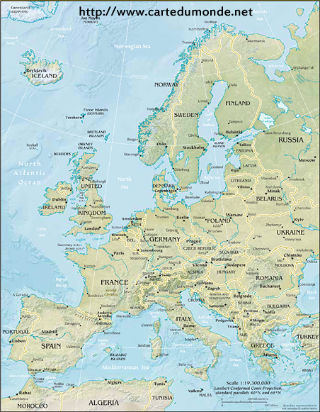 Carte Europe physique