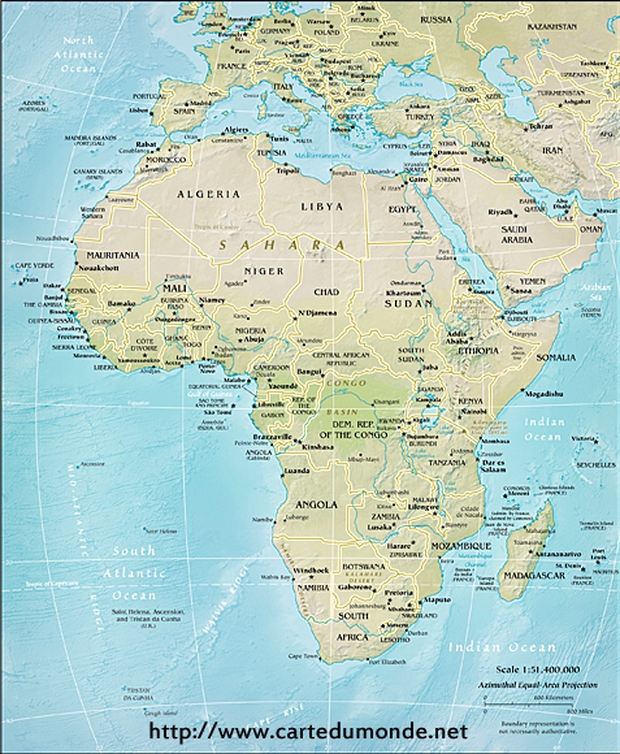 Carte Afrique physique