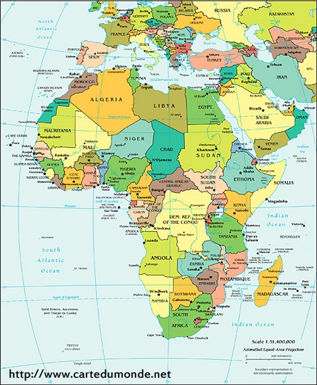 carte du monde afrique