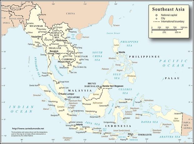 Carte Asie du sud est