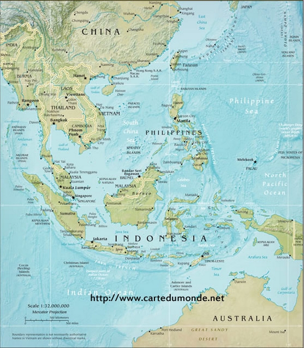 Southeast Asia Physical Map