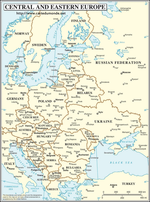 Europa Środkowa i Wschodnia Mapa