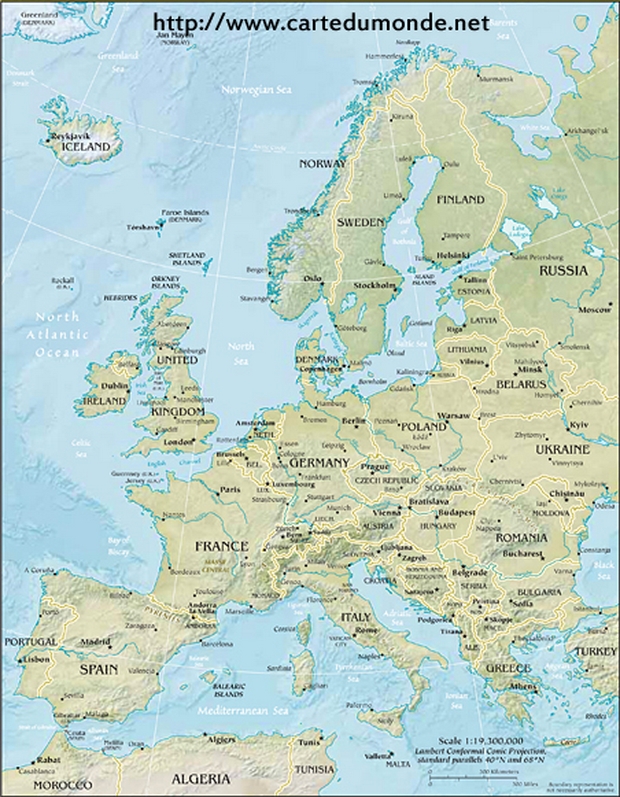 Physical Map of Europe