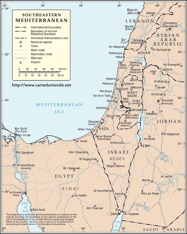 Południowy i wschodni Śródziemnomorska Mapa