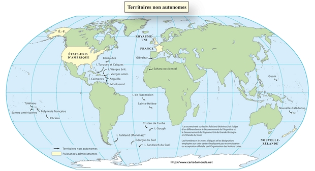 Carte Territoires non-autonomes Français