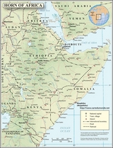 Carte Corne De l'Afrique Anglais avec relief