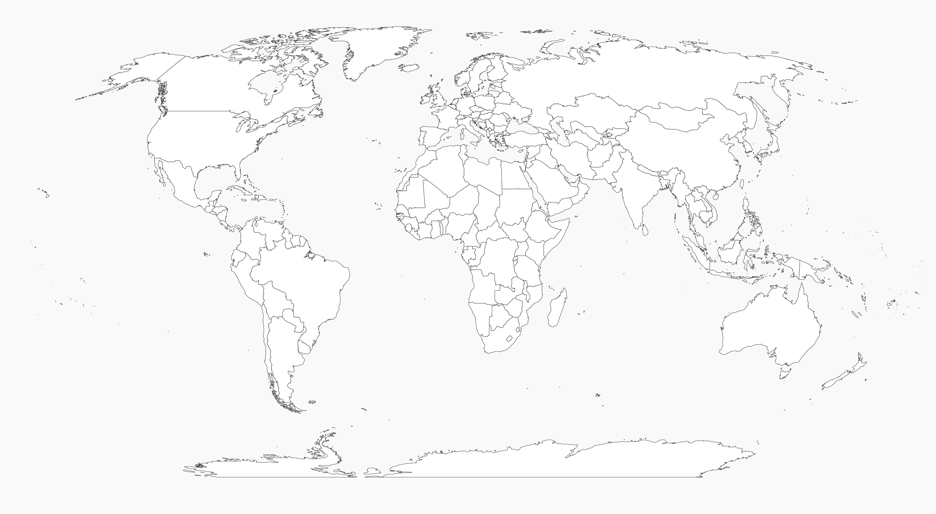 Carte du monde vierge À colorier - world-maps