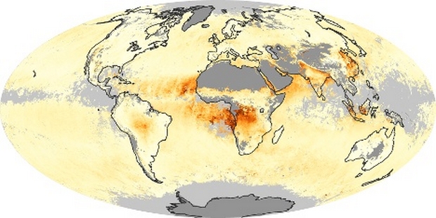 Profundidad óptica Mundial Mapa Aerosol