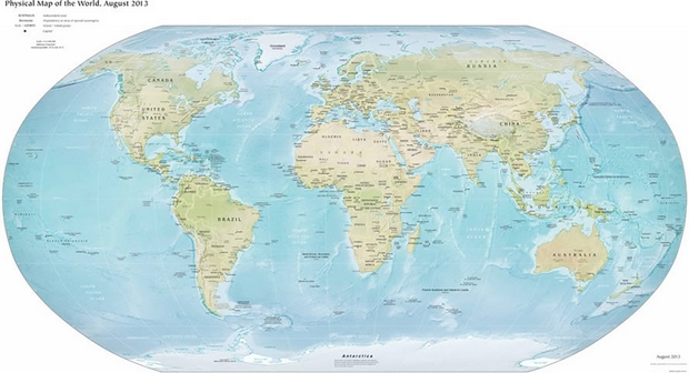 Carte du Monde physique