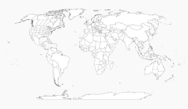 Mapa Świata drukowanie dziewicą