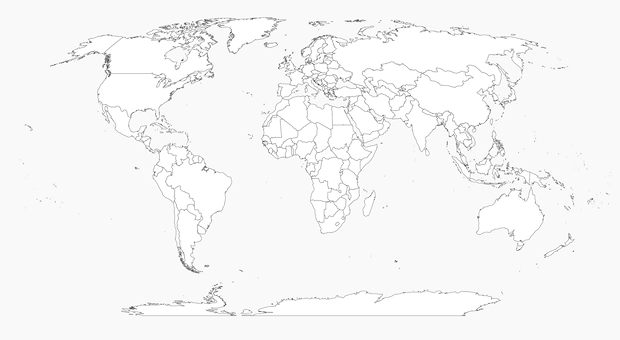En blanco mapa del mundo