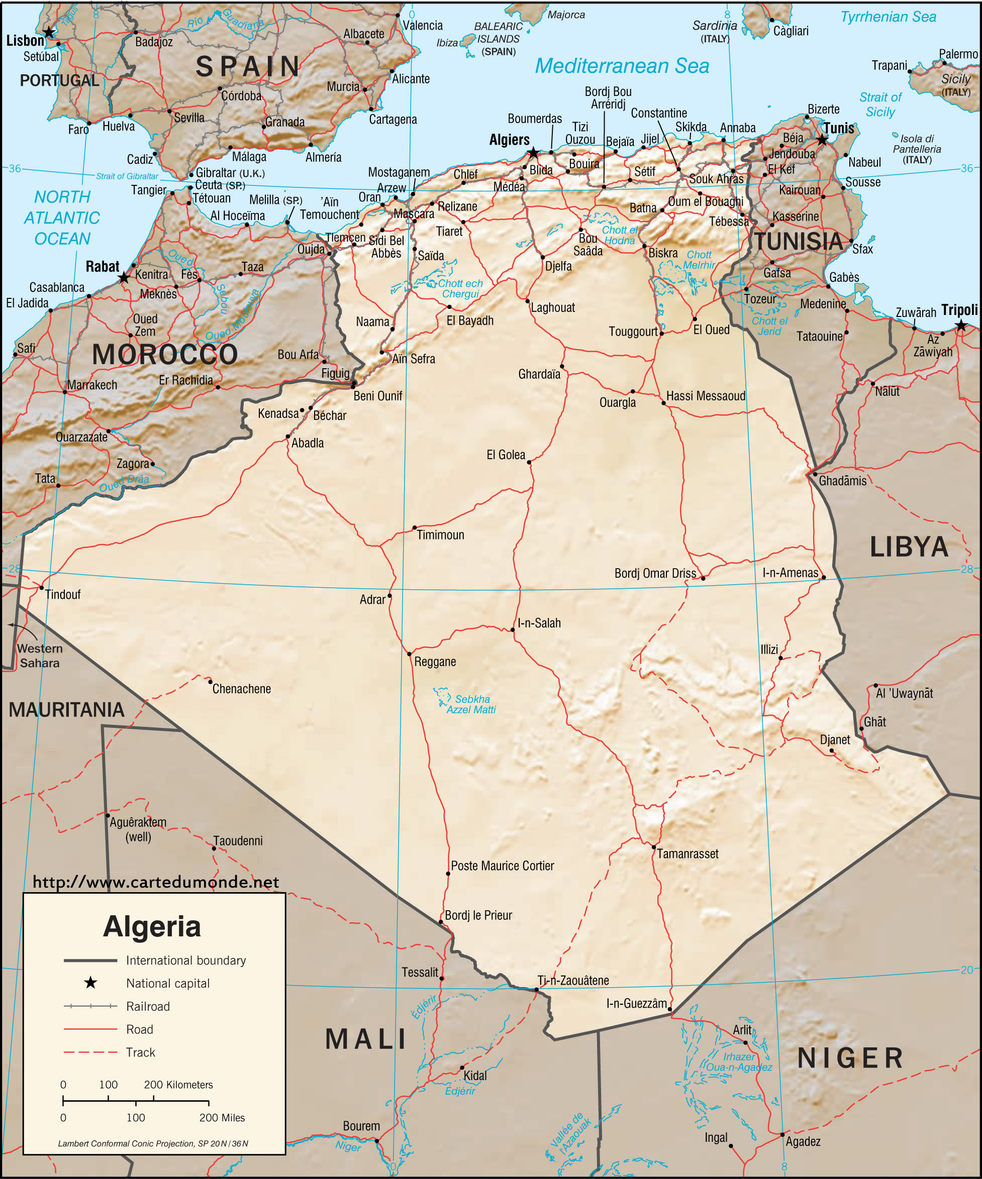 algerie carte monde