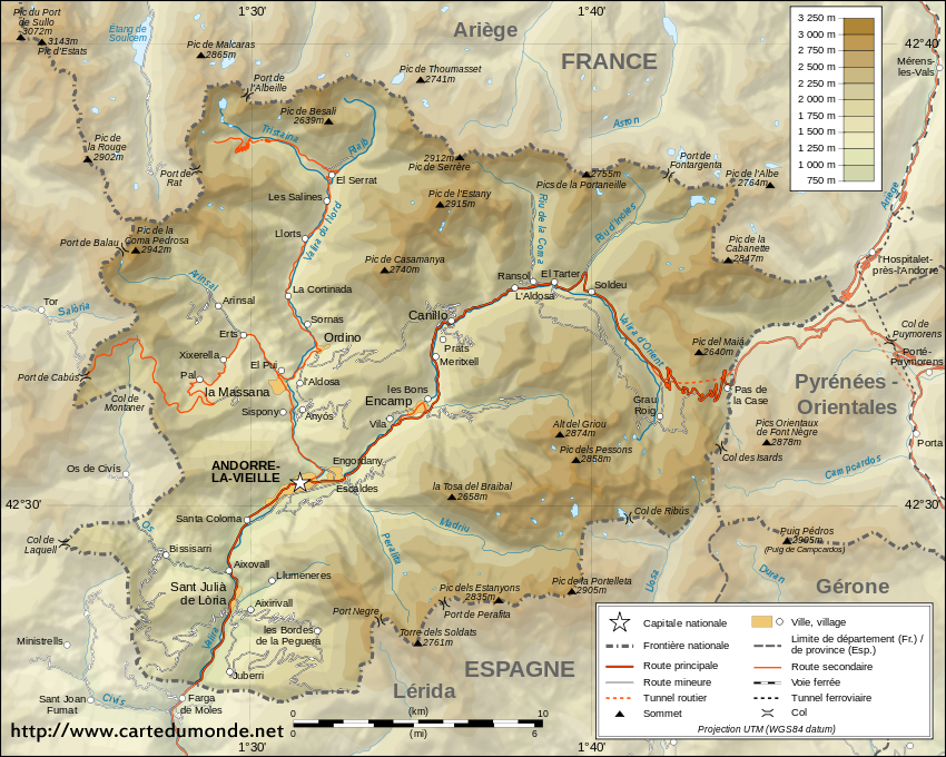 Grande carte Andorre