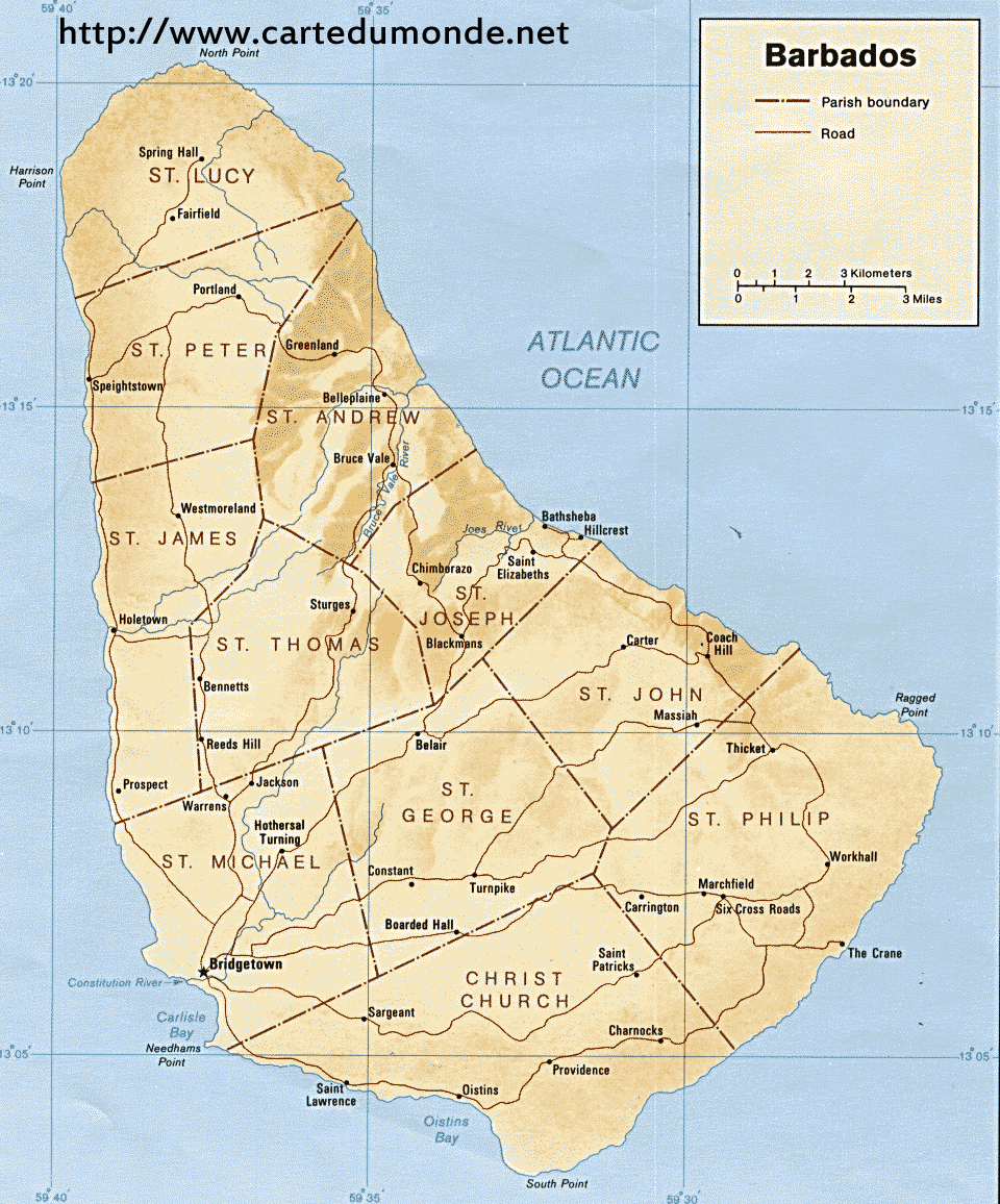 Grande carte Barbade