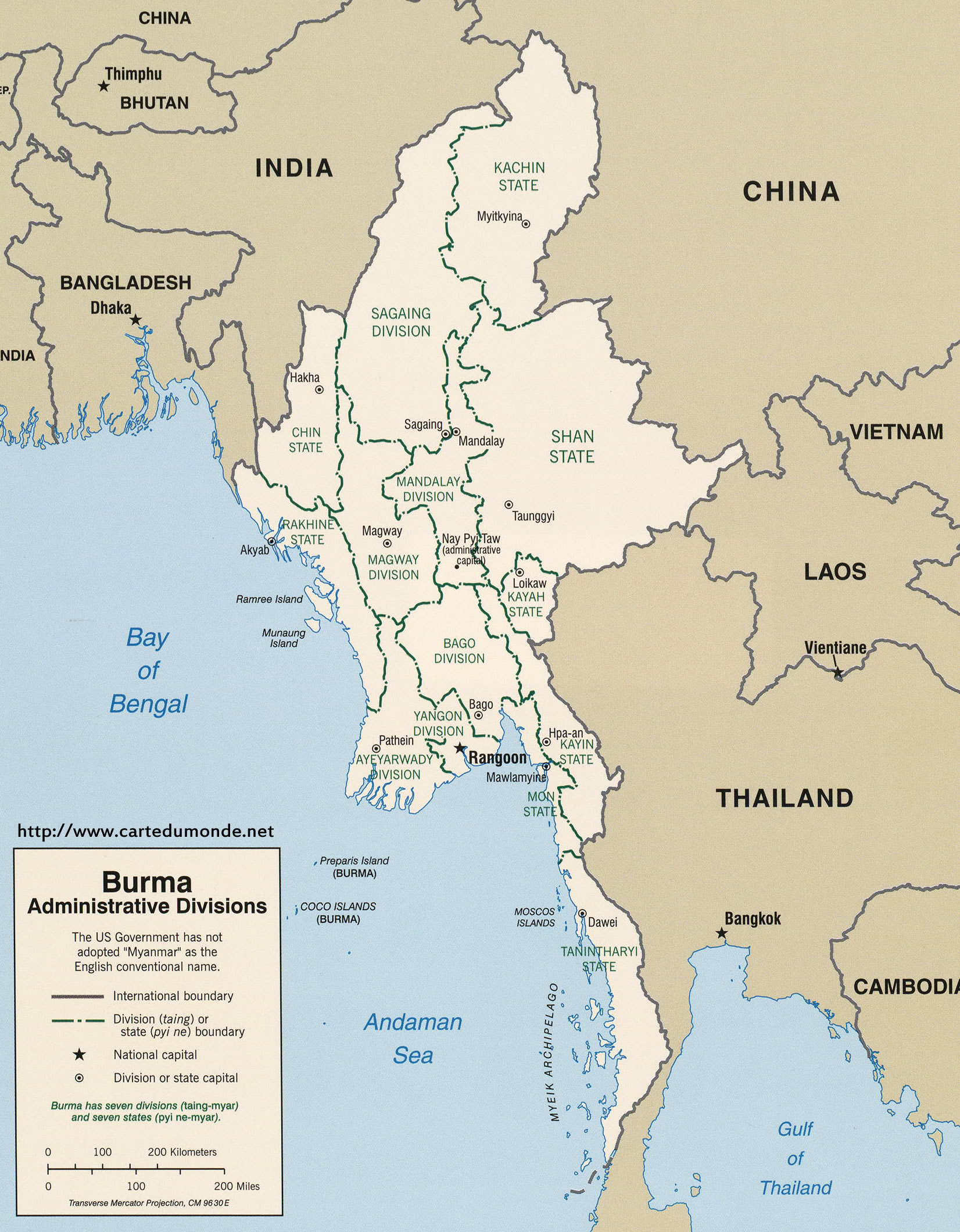 Grande carte Birmanie