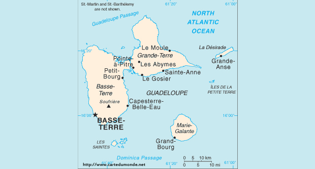Carte Guadeloupe, Carte pays Guadeloupe