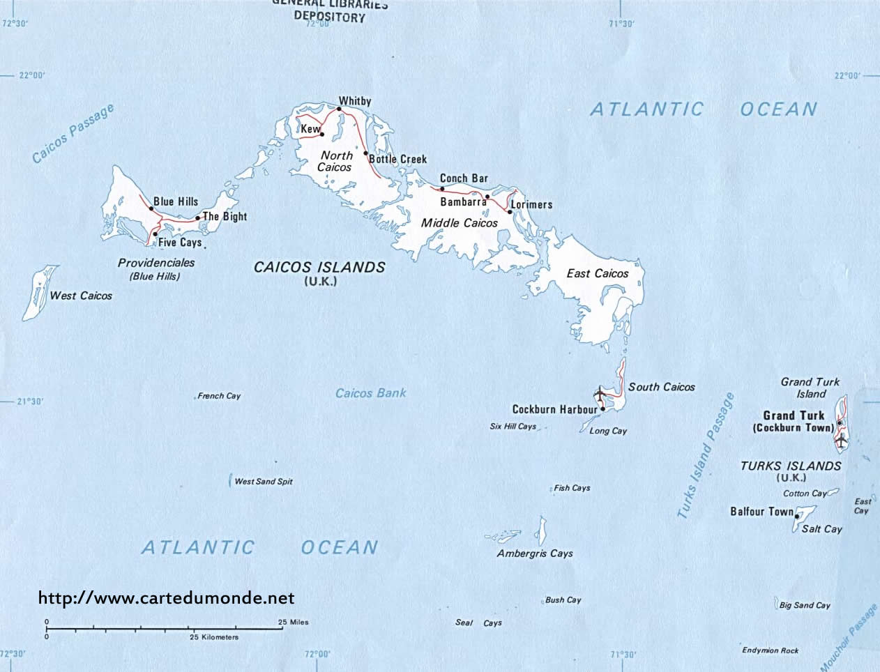 Grande carte Îles Turques-et-Caïques