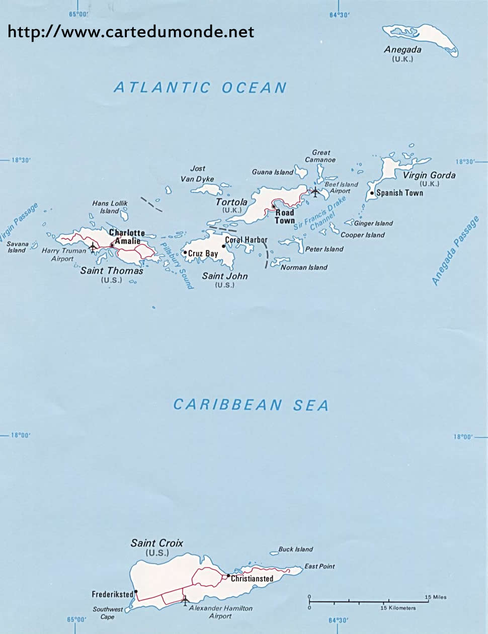 Grande carte Îles Vierges des États-Unis