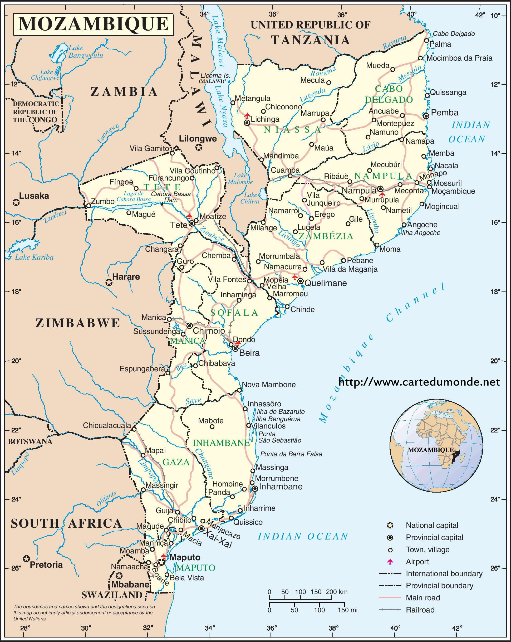 carte du mozambique