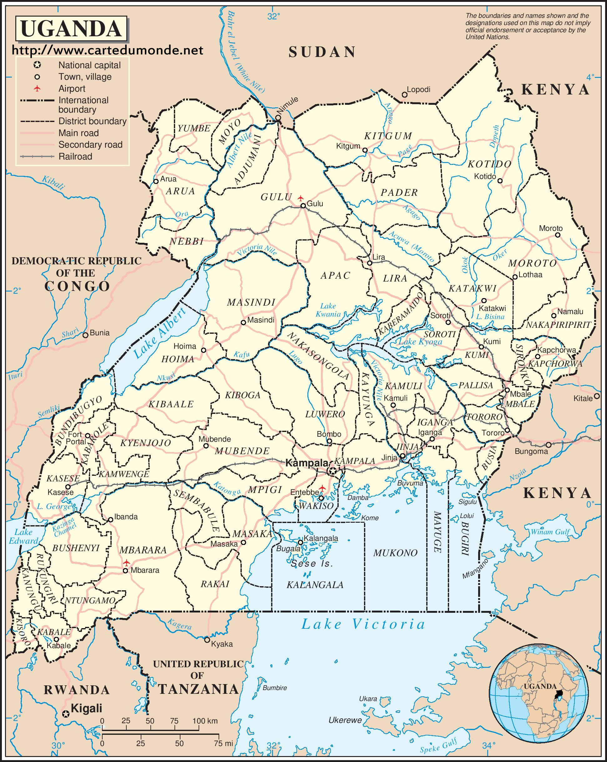 Grande carte Ouganda
