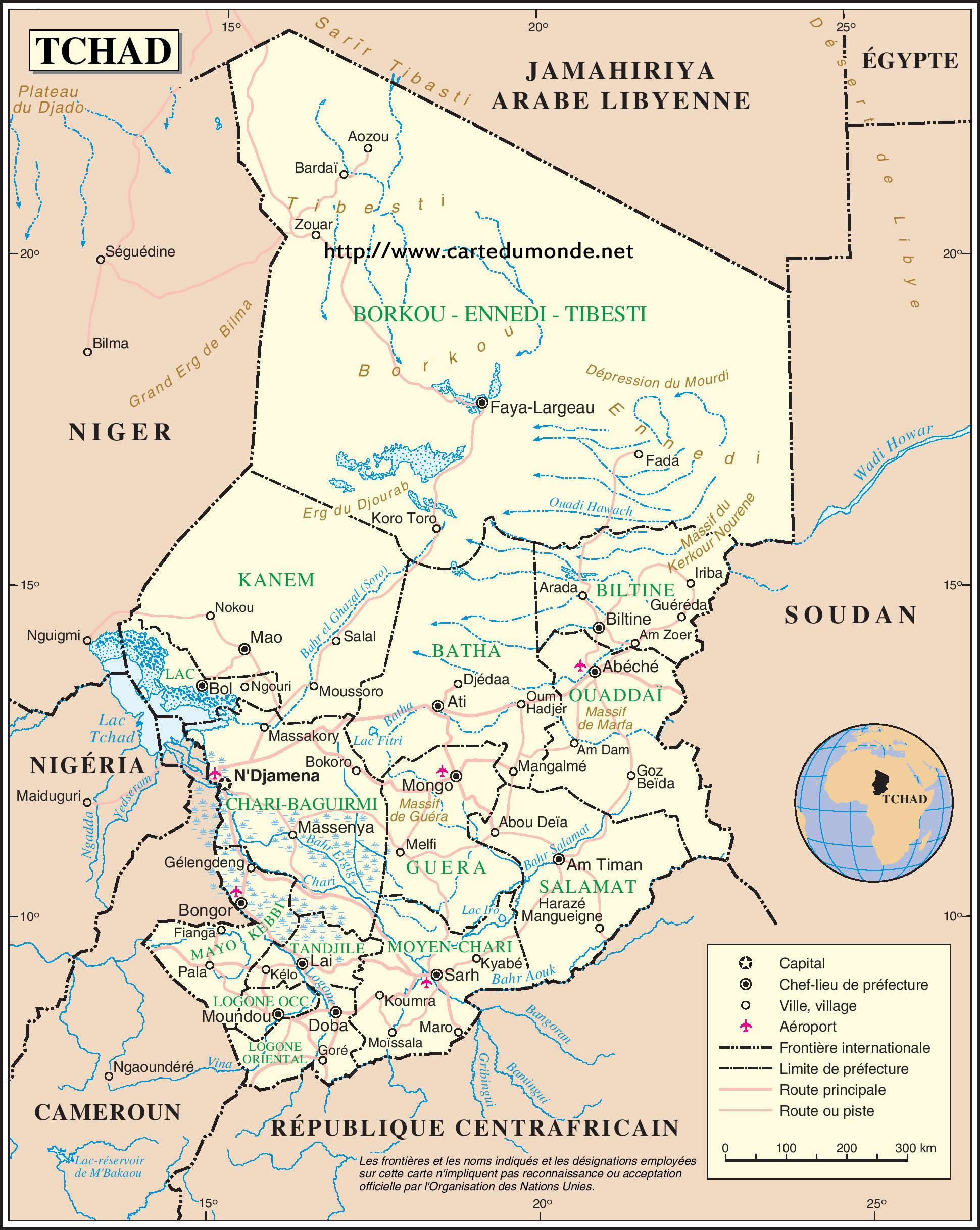 Grande carte Tchad