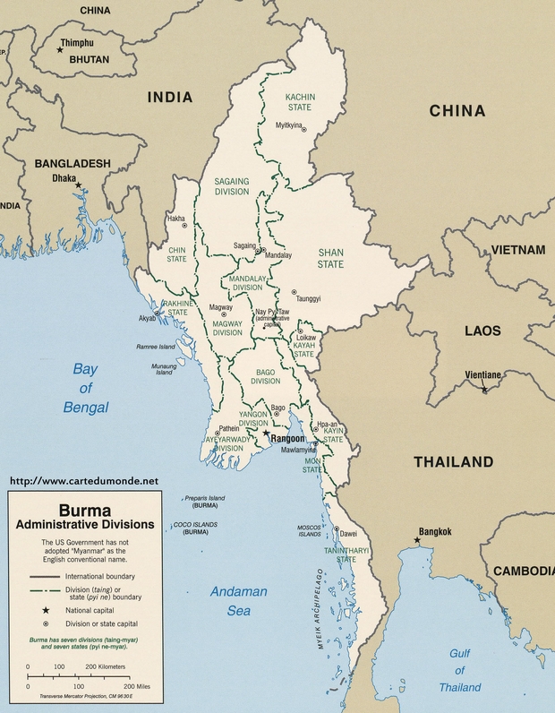 Karte Birma