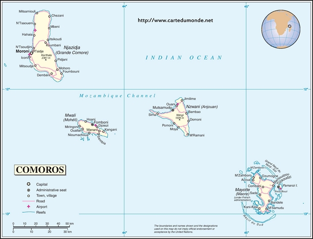 Mapa Komory