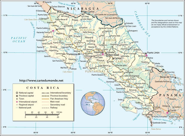 Mapa Kostaryka