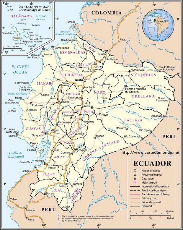 Kaart Ecuador