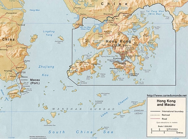 Karte Hongkong, Karte auf Land Hongkong