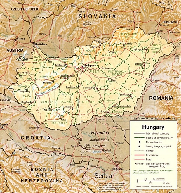 Mapa Węgry