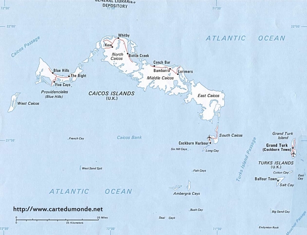 Mapa Turquía y Caicos