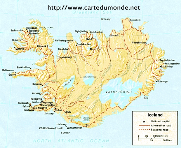 Mapa Islandia