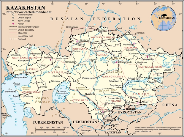 Mapa Kazachstan