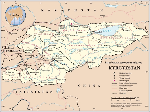 Mapa Kirgistan