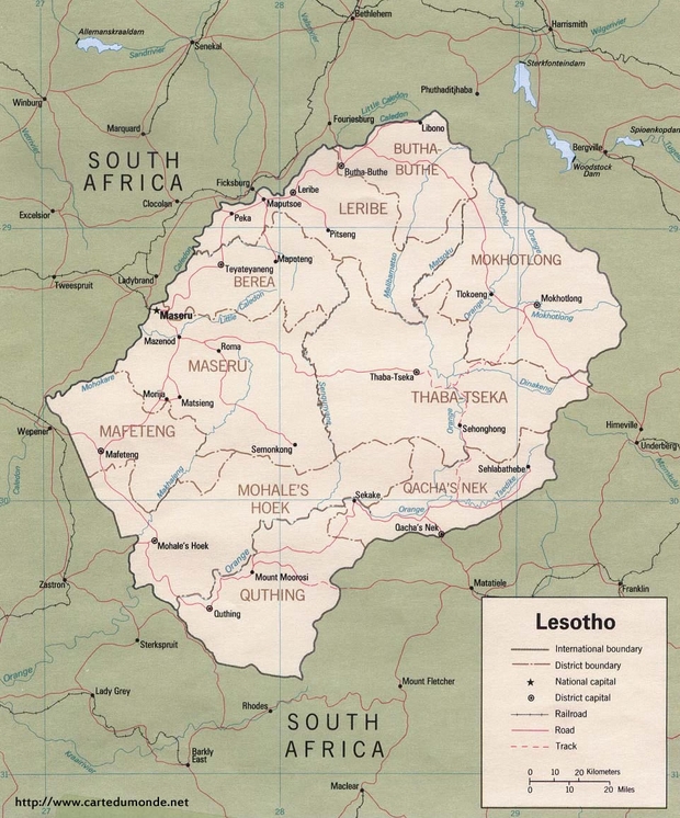 Kaart Lesotho