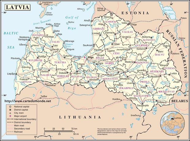 Mapa Łotwa