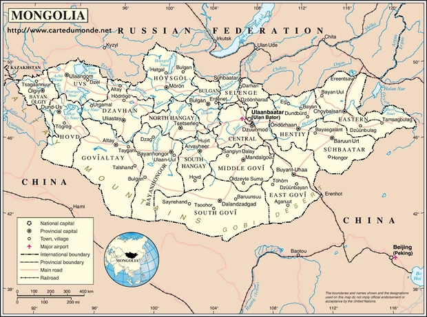 Kaart Mongolië