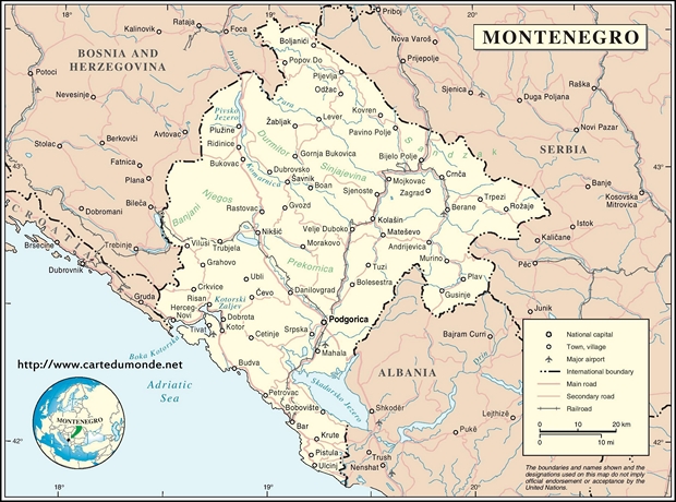 Mapa Montenegro