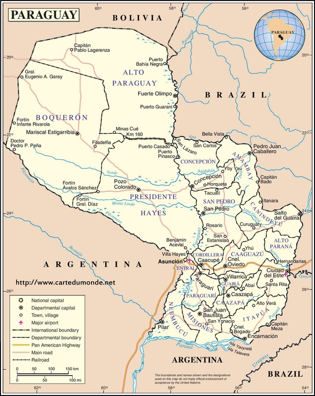 Carte Paraguay