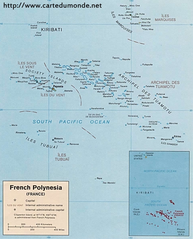 Mapa Polinezja Francuska