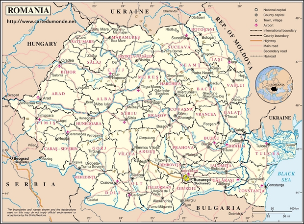 Mapa Rumania