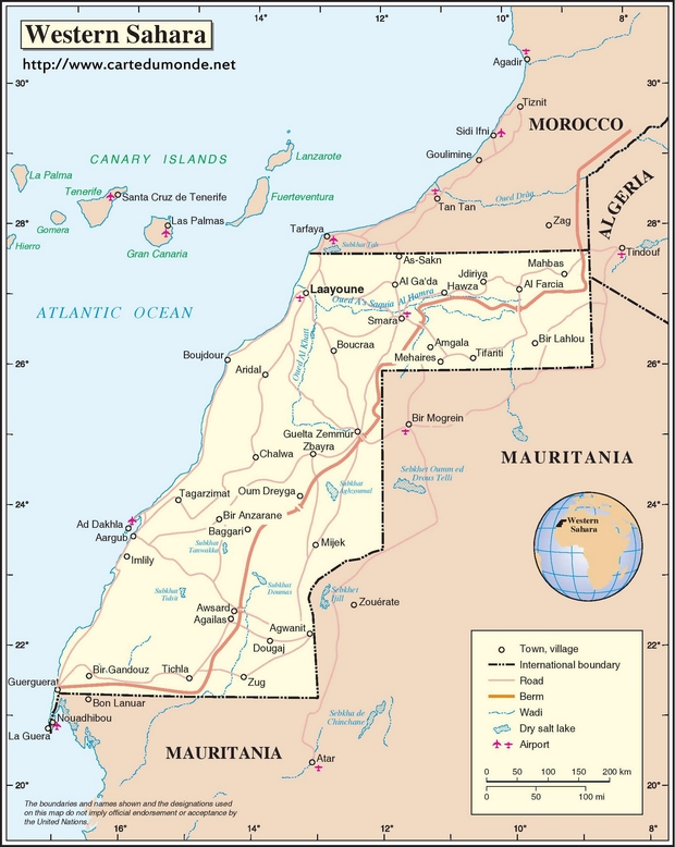 Carte Sahara occidental