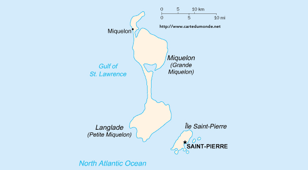 Kaart Saint-Pierre en Miquelon