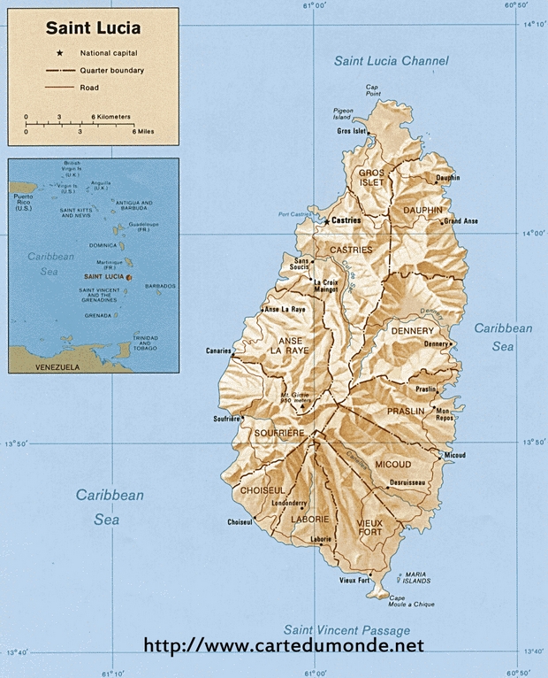 Karte St. Lucia