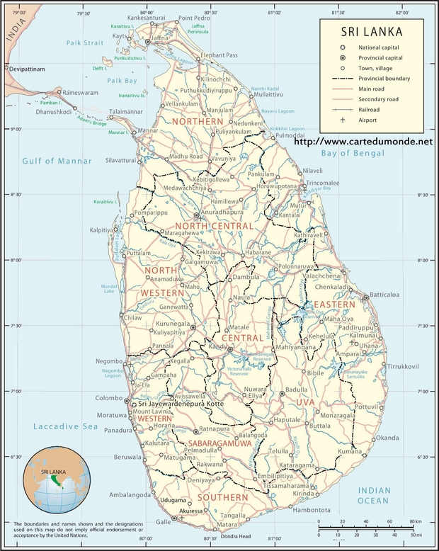 Karte vergrößern Sri Lanka auf Weltkarte